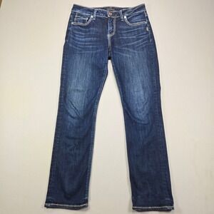 Silver Jeans Co Avery Straight Leg Jeans Womens 29x30 Dark Wash Contrast Stitch